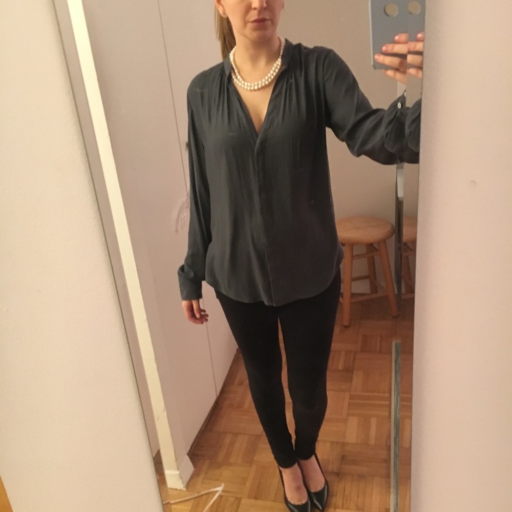 Grey button down blouse